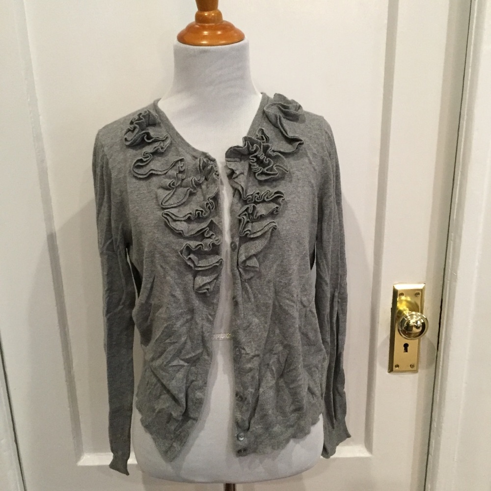 J.Crew Ruffle Cardigan Sweater Sz M